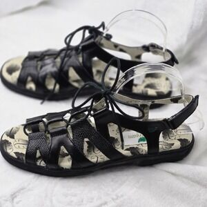 Golfstream Shoes women's sandals size 9M leather strappy‎ black excellent